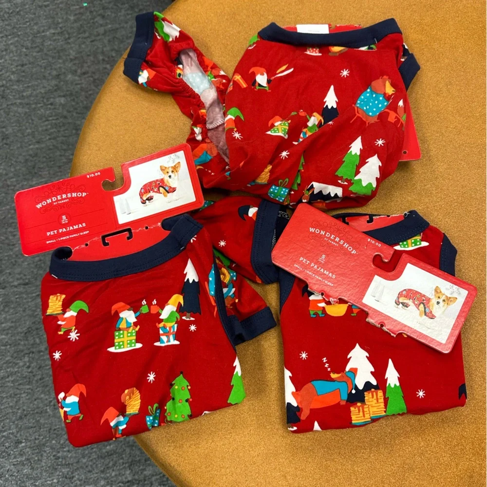 Wondershop Dogs Christmas PJs various sizes red with gnomes‎